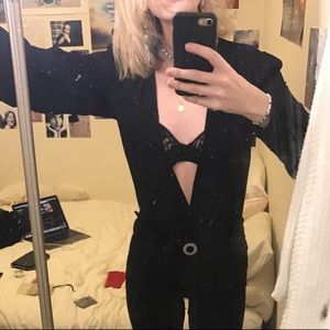 Reformation Black Plunge-Neck Bodysuit